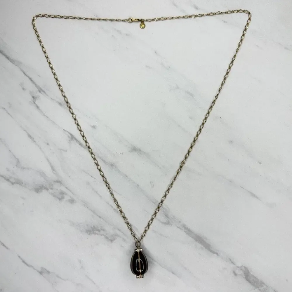 J.Crew Rhinestone Black Bead Pendant Gold Necklace ✨